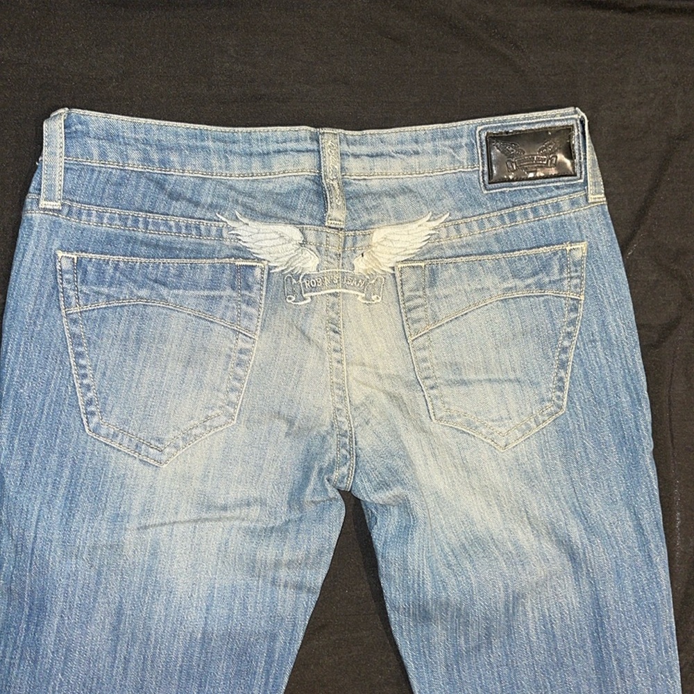 New Robins Jeans Marilyn Embroidered Wings Slim Straight Jeans Pants 29